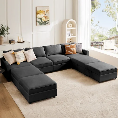 Tienna+8+-+Piece+Upholstered+Modular+Custom+Sectional+with+Under+Seat+Storage